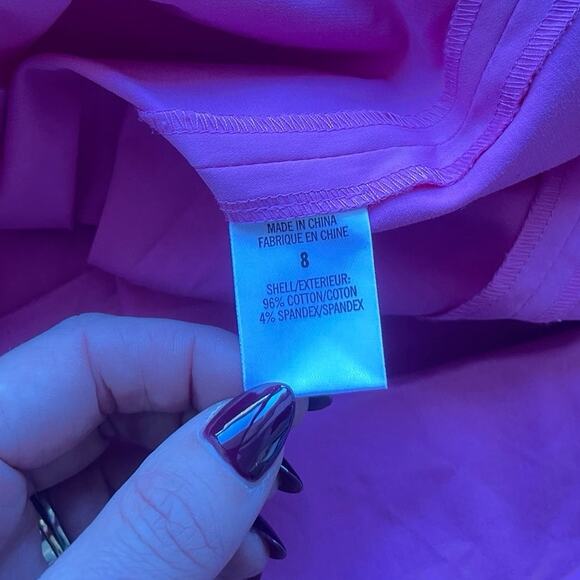 Theory Claire Discreet Strapless Cotton Blend Mini Dress Hot Pink - Size 8 - Picture 9 of 10